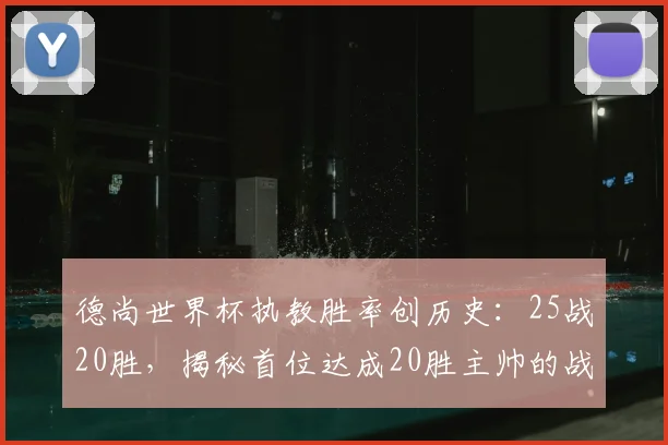 德尚世界杯执教胜率创历史：25战20胜，揭秘首位达成20胜主帅的战术与生涯